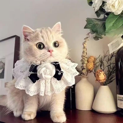 レース フリル 蝶ネクタイ ペット よだれかけ1002